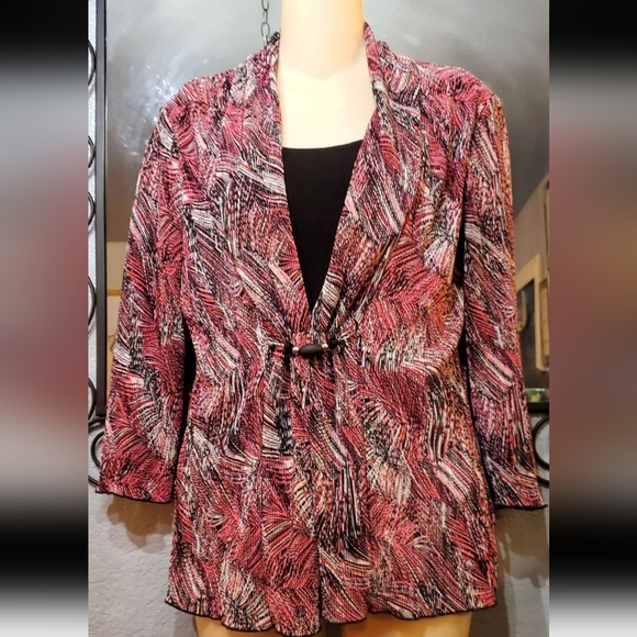Notations Pleated ¾ Sleeves Abstract Print Top Blouse Size Small-Medium. - Picture 5 of 7